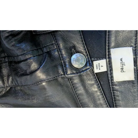 Aritzia Wilfred Leather Straight Leg High Waist Black Pant Size 4 - Picture 9 of 11